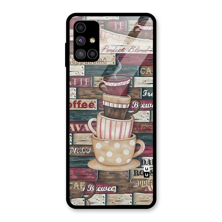 Cute Coffee Cups Glass Back Case for Galaxy M51