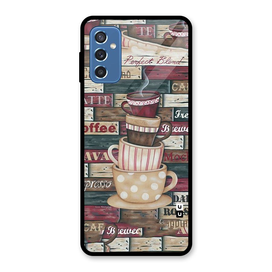 Cute Coffee Cups Glass Back Case for Galaxy M52 5G