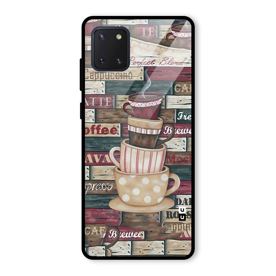 Cute Coffee Cups Glass Back Case for Galaxy Note 10 Lite