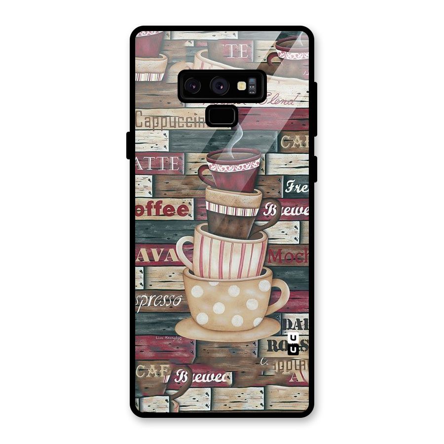 Cute Coffee Cups Glass Back Case for Galaxy Note 9