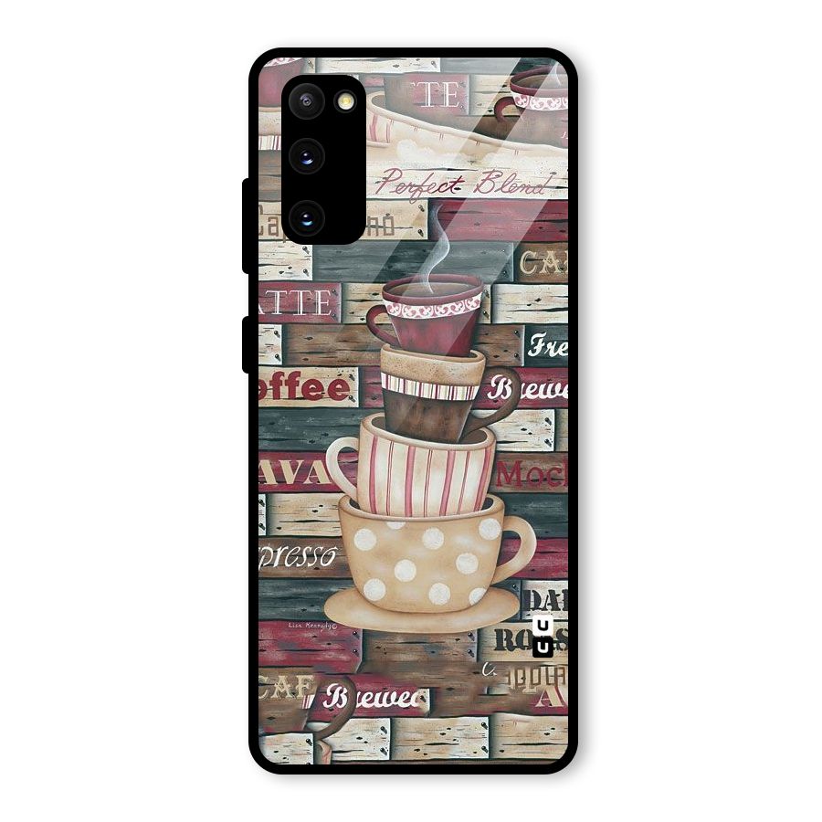 Cute Coffee Cups Glass Back Case for Galaxy S20 FE