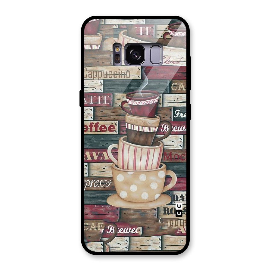 Cute Coffee Cups Glass Back Case for Galaxy S8