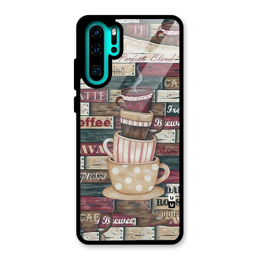 Cute Coffee Cups Glass Back Case for Huawei P30 Pro