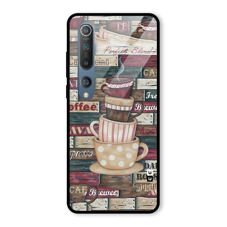 Cute Coffee Cups Glass Back Case for Mi 10