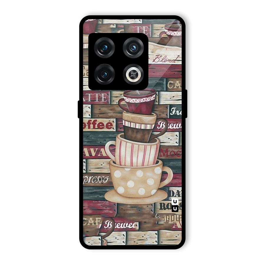 Cute Coffee Cups Glass Back Case for OnePlus 10 Pro 5G