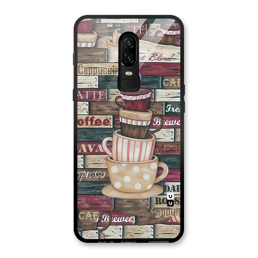 Cute Coffee Cups Glass Back Case for OnePlus 6