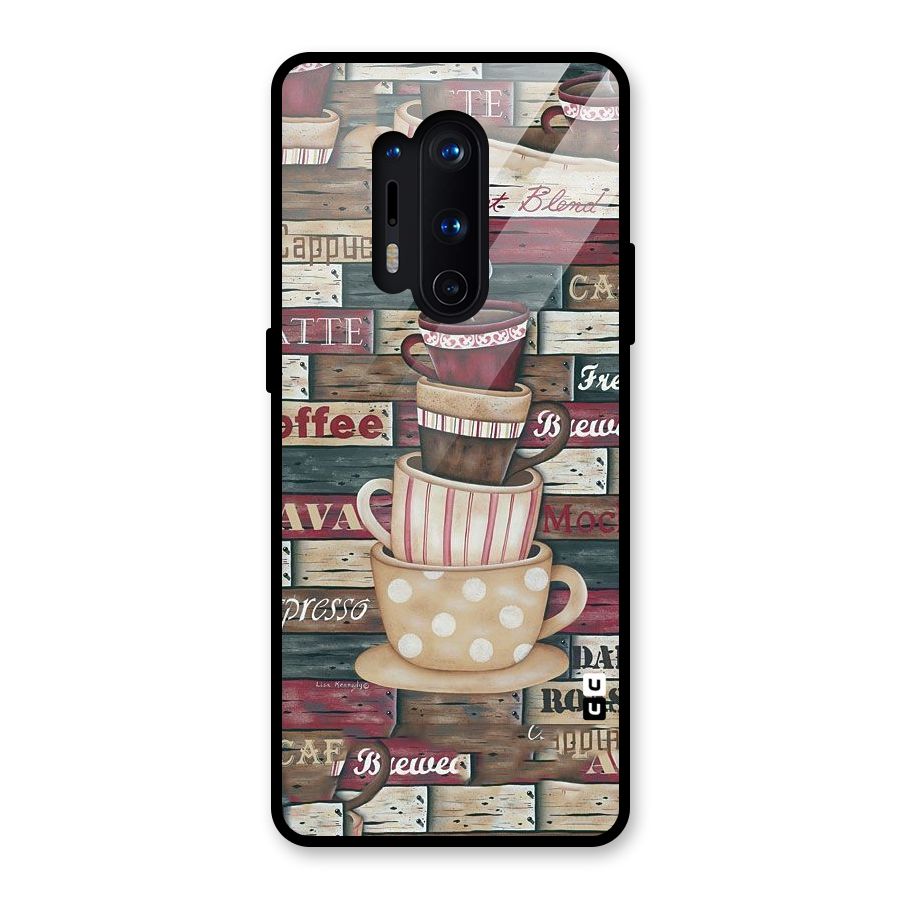 Cute Coffee Cups Glass Back Case for OnePlus 8 Pro