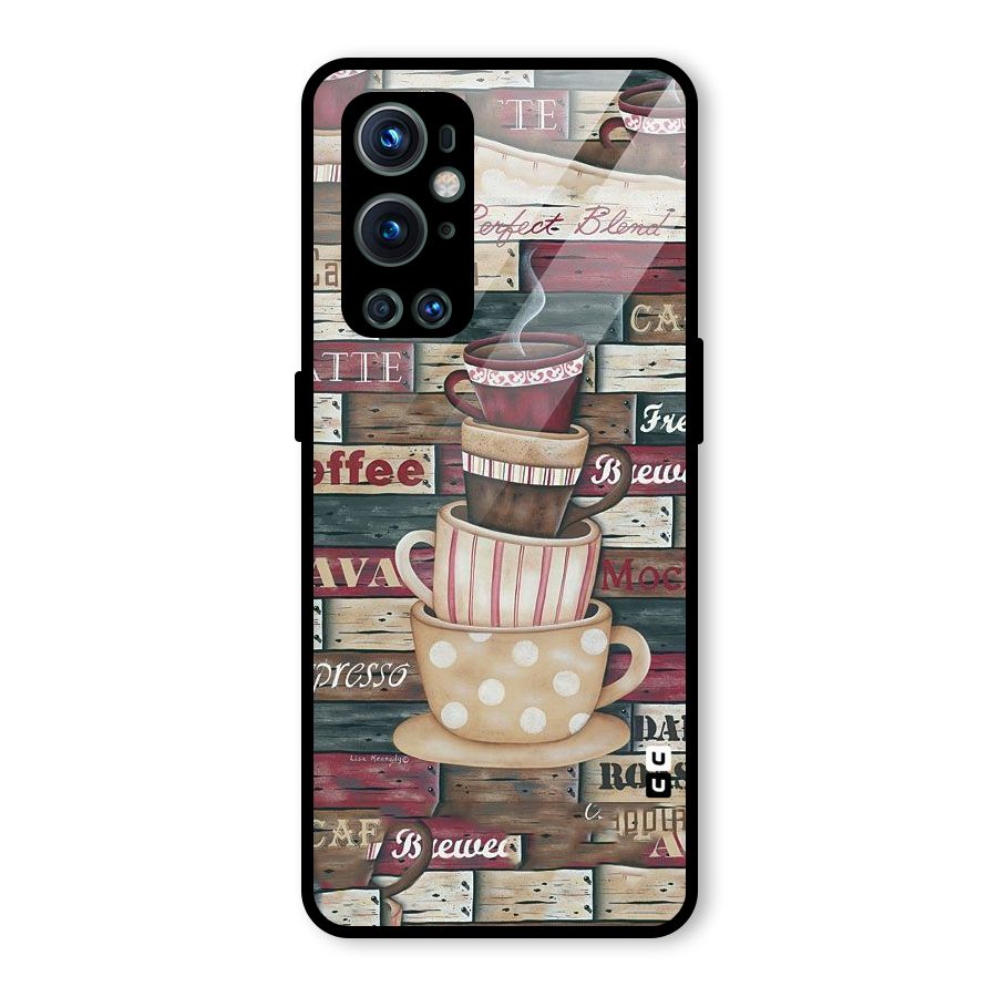 Cute Coffee Cups Glass Back Case for OnePlus 9 Pro