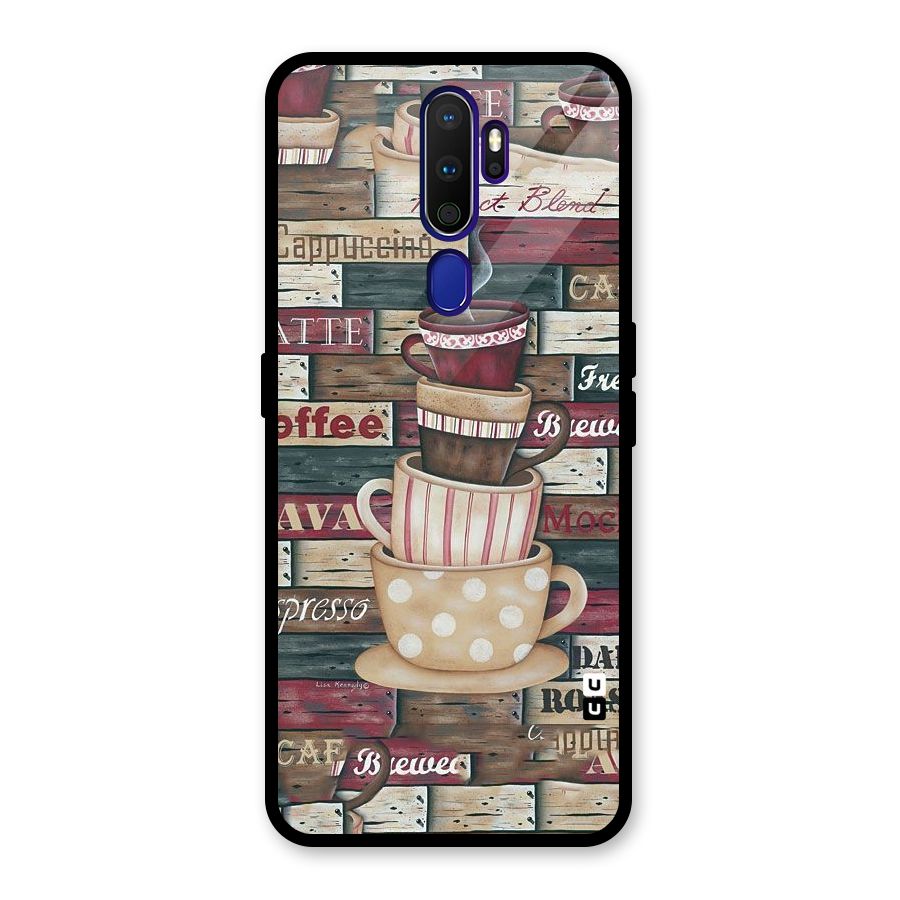 Cute Coffee Cups Glass Back Case for Oppo A9 (2020)