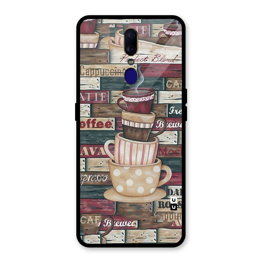 Cute Coffee Cups Glass Back Case for Oppo F11