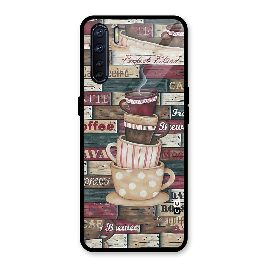 Cute Coffee Cups Glass Back Case for Oppo F15