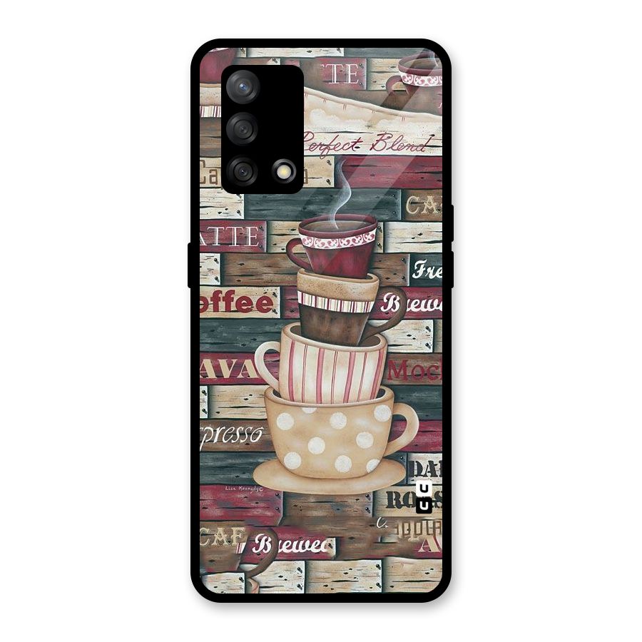 Cute Coffee Cups Glass Back Case for Oppo F19