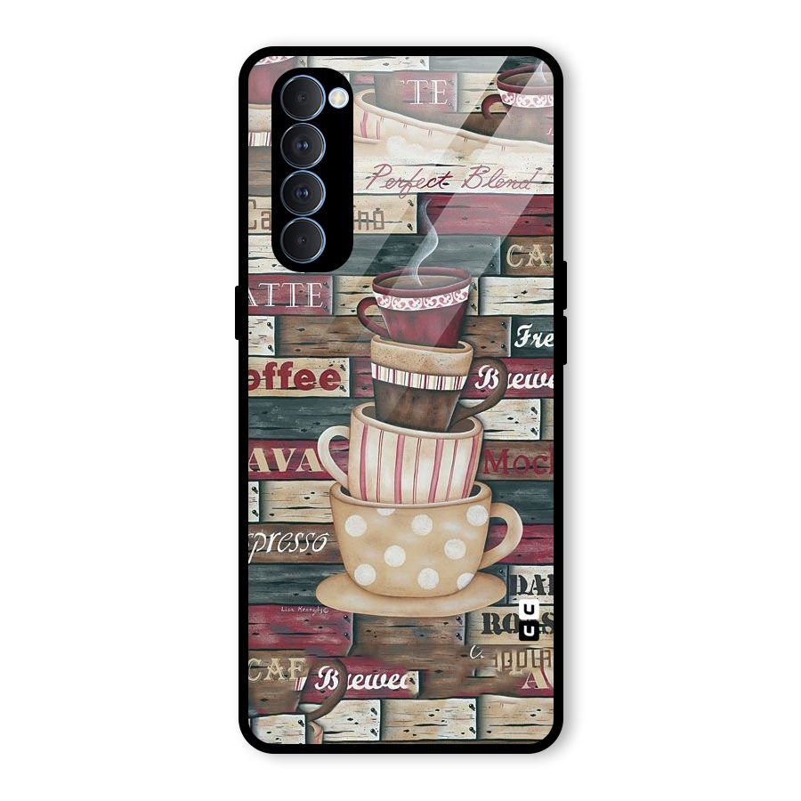 Cute Coffee Cups Glass Back Case for Oppo Reno4 Pro