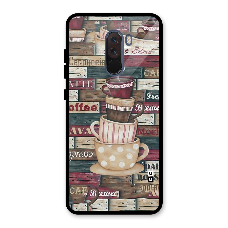 Cute Coffee Cups Glass Back Case for Poco F1