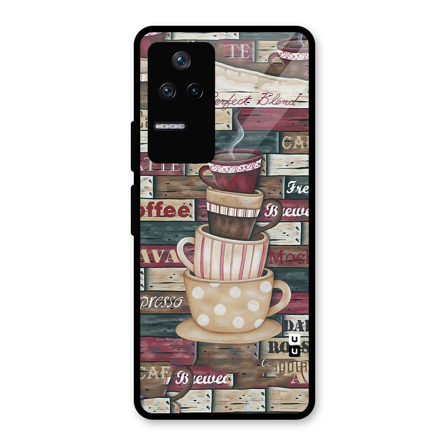 Cute Coffee Cups Glass Back Case for Poco F4 5G