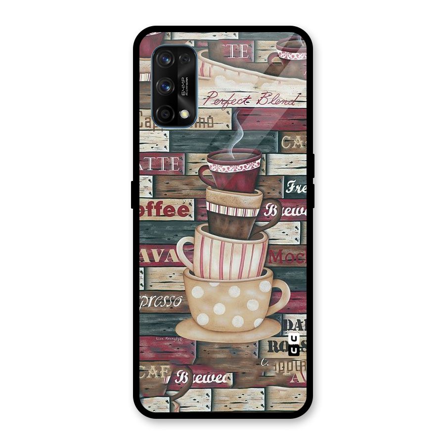 Cute Coffee Cups Glass Back Case for Realme 7 Pro