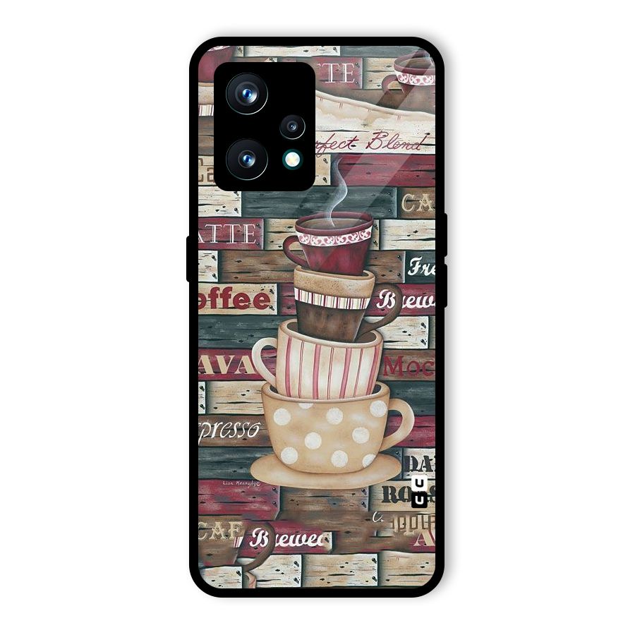 Cute Coffee Cups Glass Back Case for Realme 9 Pro Plus 5G
