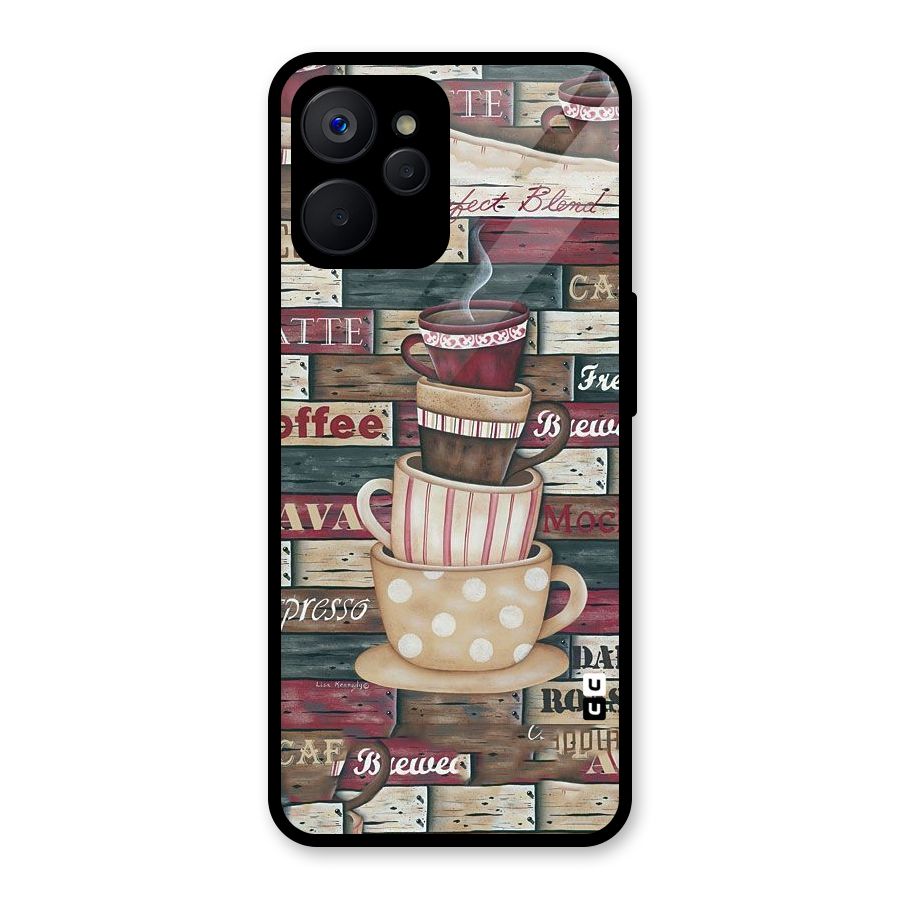 Cute Coffee Cups Glass Back Case for Realme 9i 5G