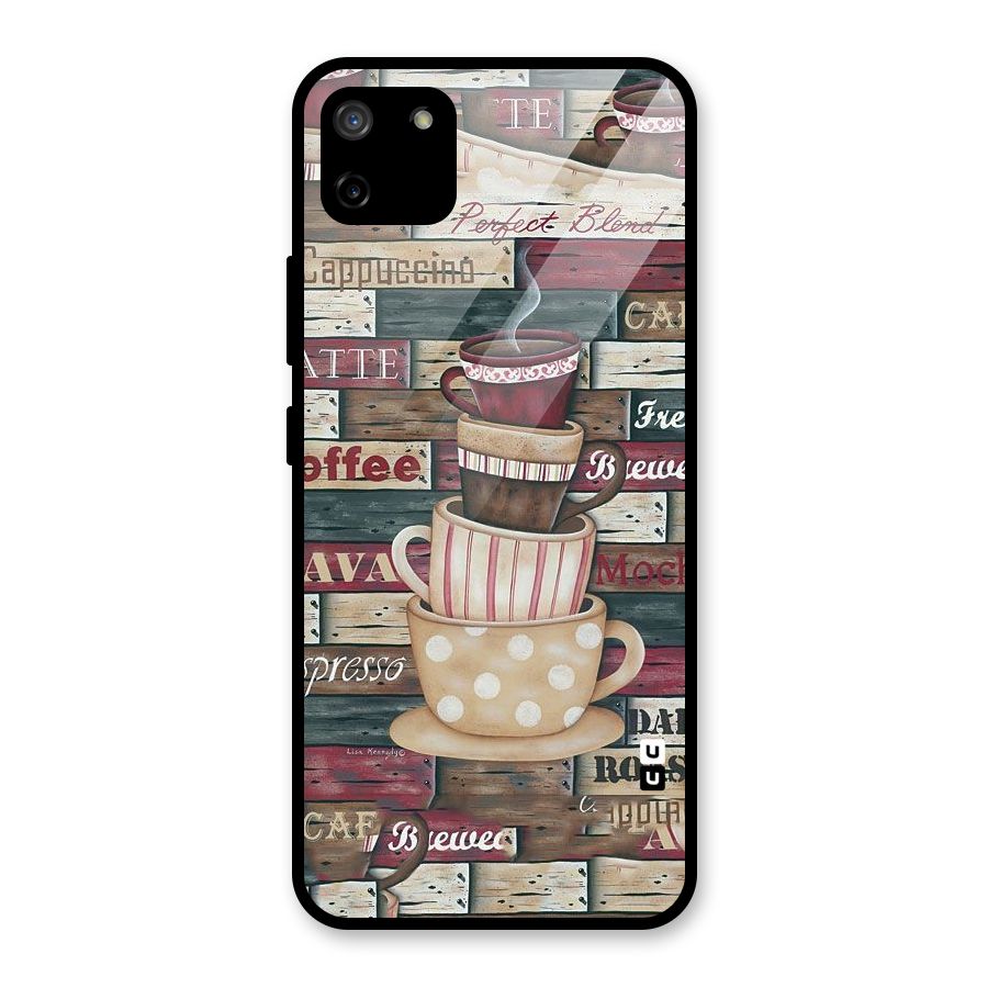 Cute Coffee Cups Glass Back Case for Realme C11