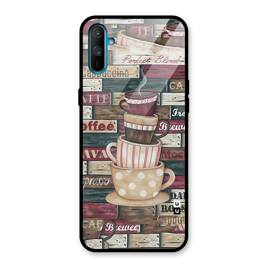 Cute Coffee Cups Glass Back Case for Realme C3