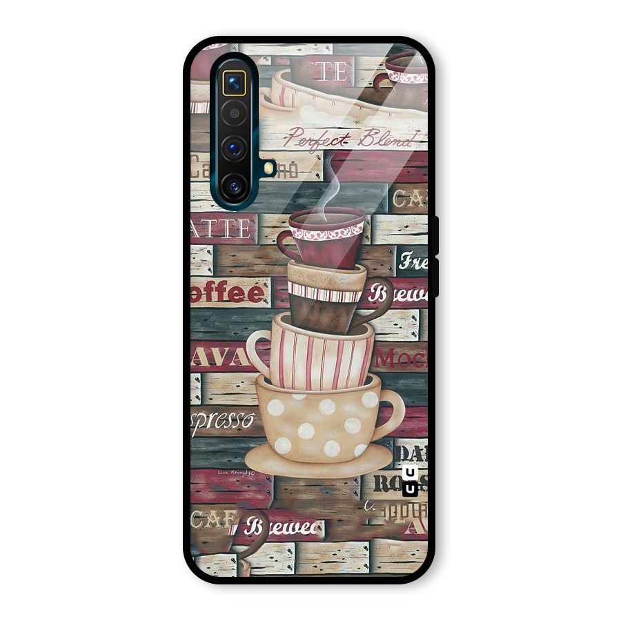 Cute Coffee Cups Glass Back Case for Realme X3 SuperZoom