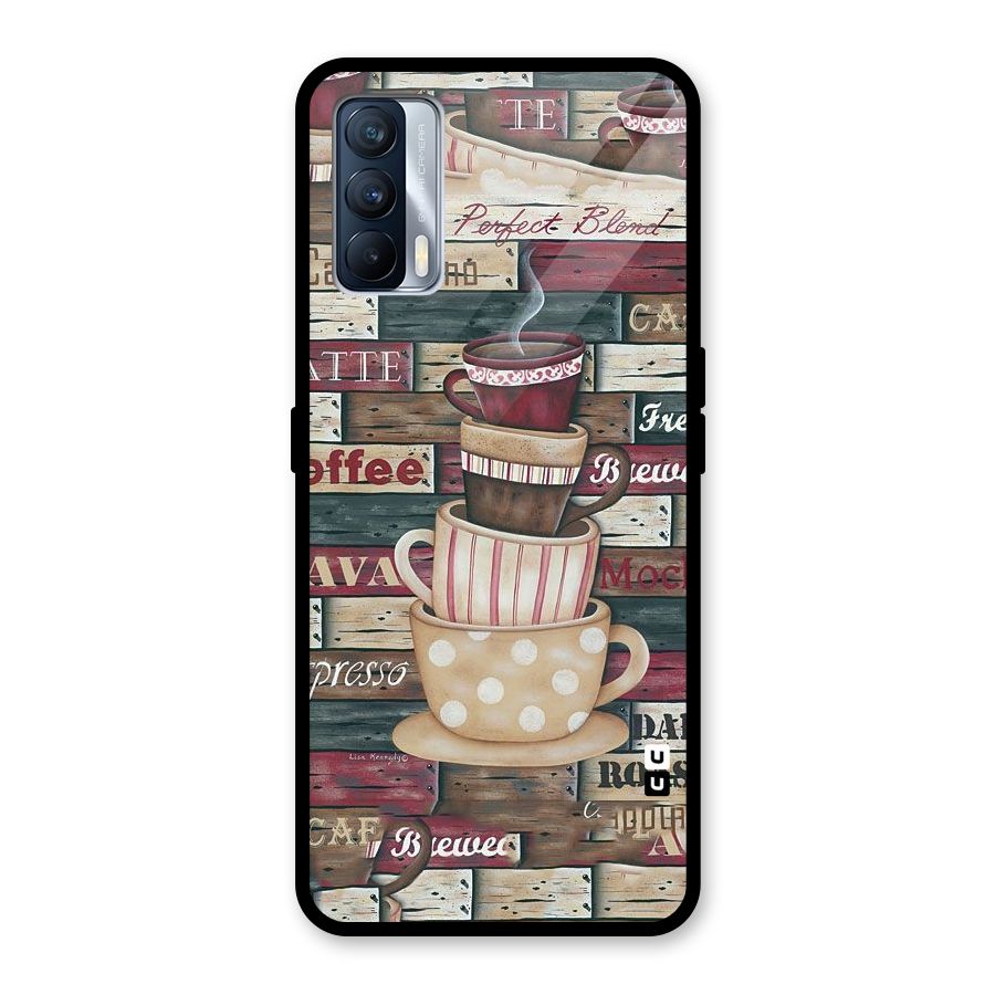 Cute Coffee Cups Glass Back Case for Realme X7