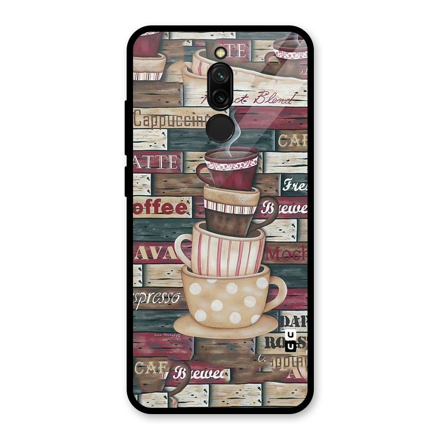 Cute Coffee Cups Glass Back Case for Redmi 8
