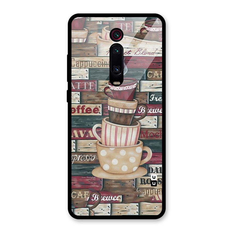 Cute Coffee Cups Glass Back Case for Redmi K20 Pro