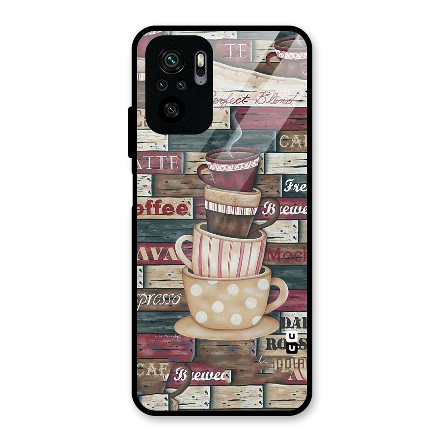 Cute Coffee Cups Glass Back Case for Redmi Note 10S