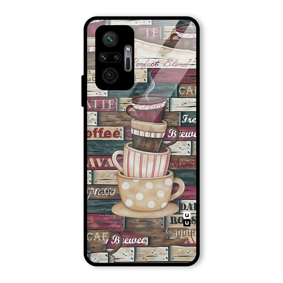 Cute Coffee Cups Glass Back Case for Redmi Note 10 Pro