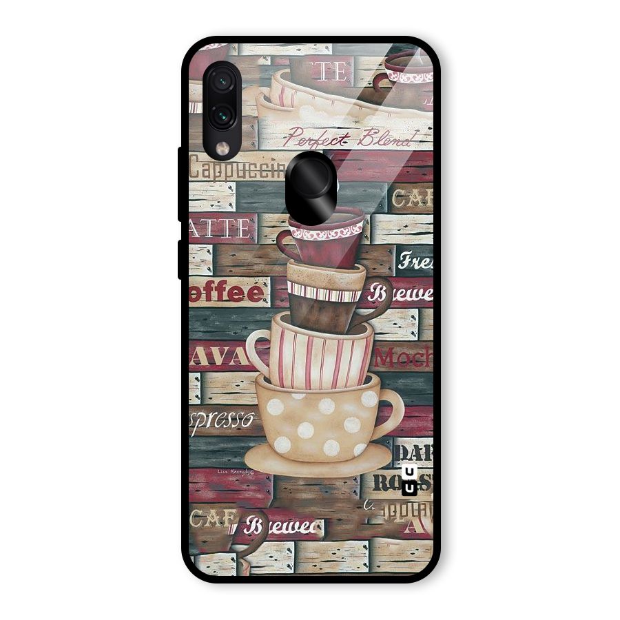 Cute Coffee Cups Glass Back Case for Redmi Note 7 Pro