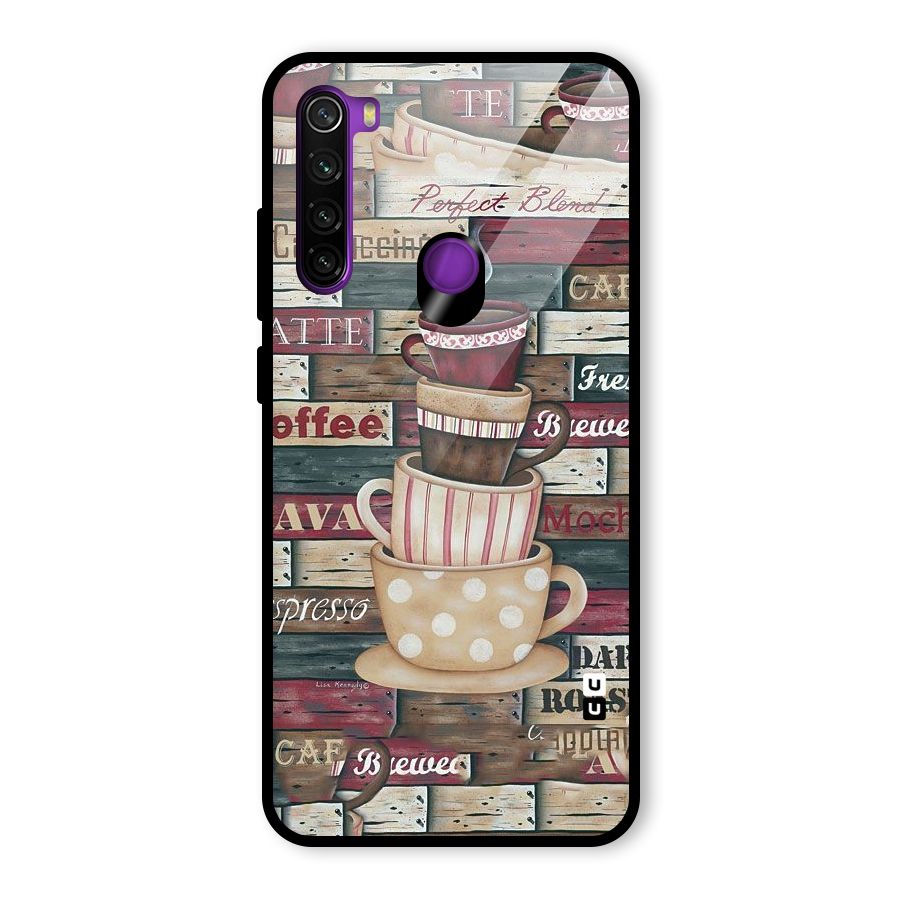 Cute Coffee Cups Glass Back Case for Redmi Note 8