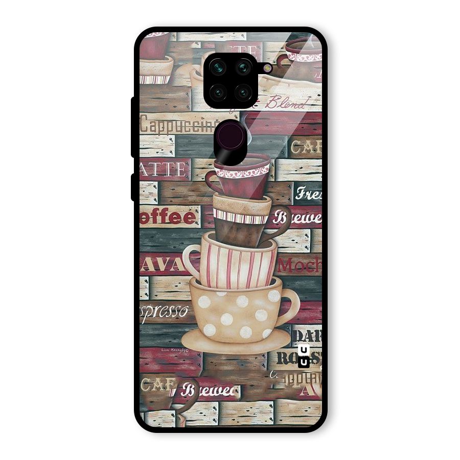 Cute Coffee Cups Glass Back Case for Redmi Note 9