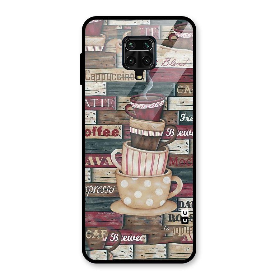 Cute Coffee Cups Glass Back Case for Redmi Note 9 Pro