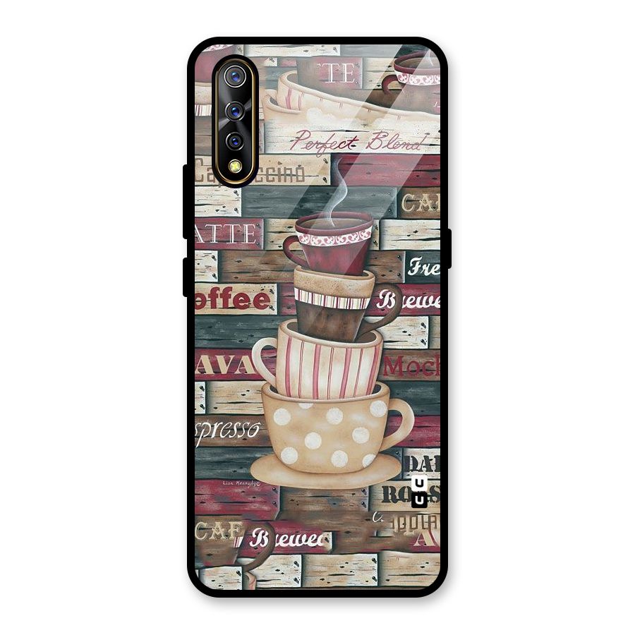 Cute Coffee Cups Glass Back Case for Vivo S1