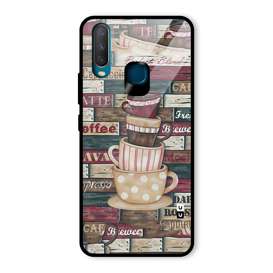 Cute Coffee Cups Glass Back Case for Vivo U10