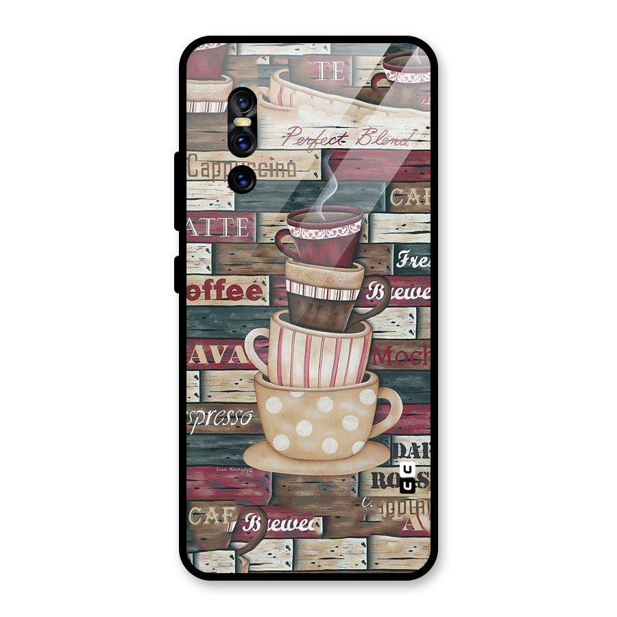 Cute Coffee Cups Glass Back Case for Vivo V15 Pro