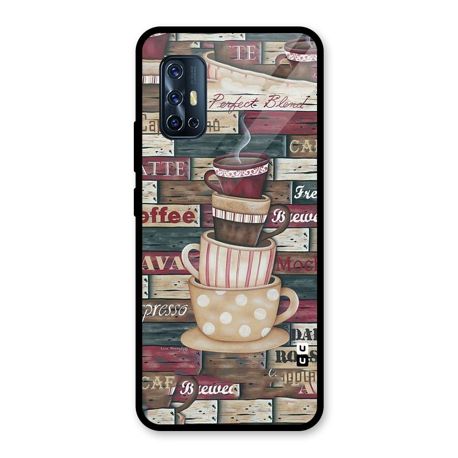 Cute Coffee Cups Glass Back Case for Vivo V17