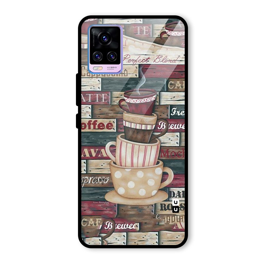 Cute Coffee Cups Glass Back Case for Vivo V20 Pro