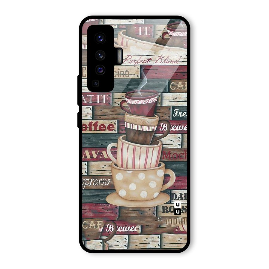 Cute Coffee Cups Glass Back Case for Vivo X50