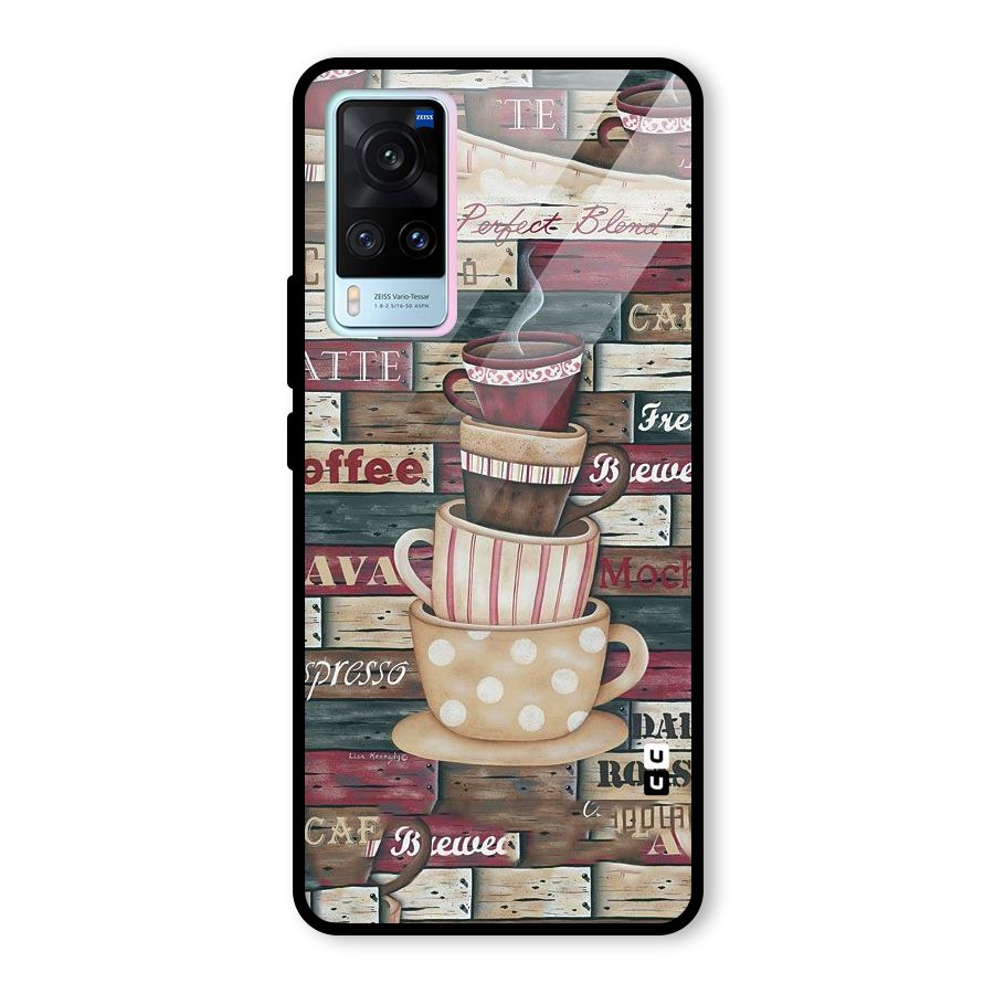 Cute Coffee Cups Glass Back Case for Vivo X60
