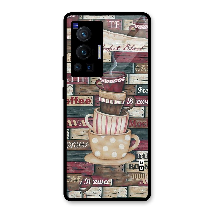 Cute Coffee Cups Glass Back Case for Vivo X70 Pro