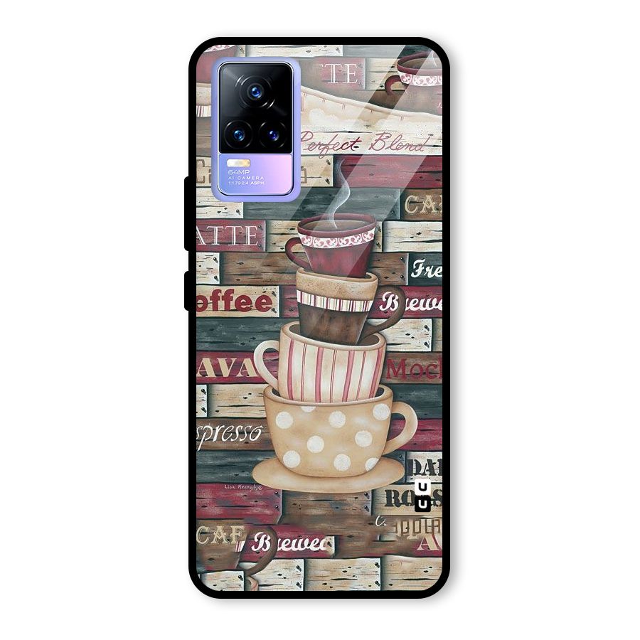 Cute Coffee Cups Glass Back Case for Vivo Y73