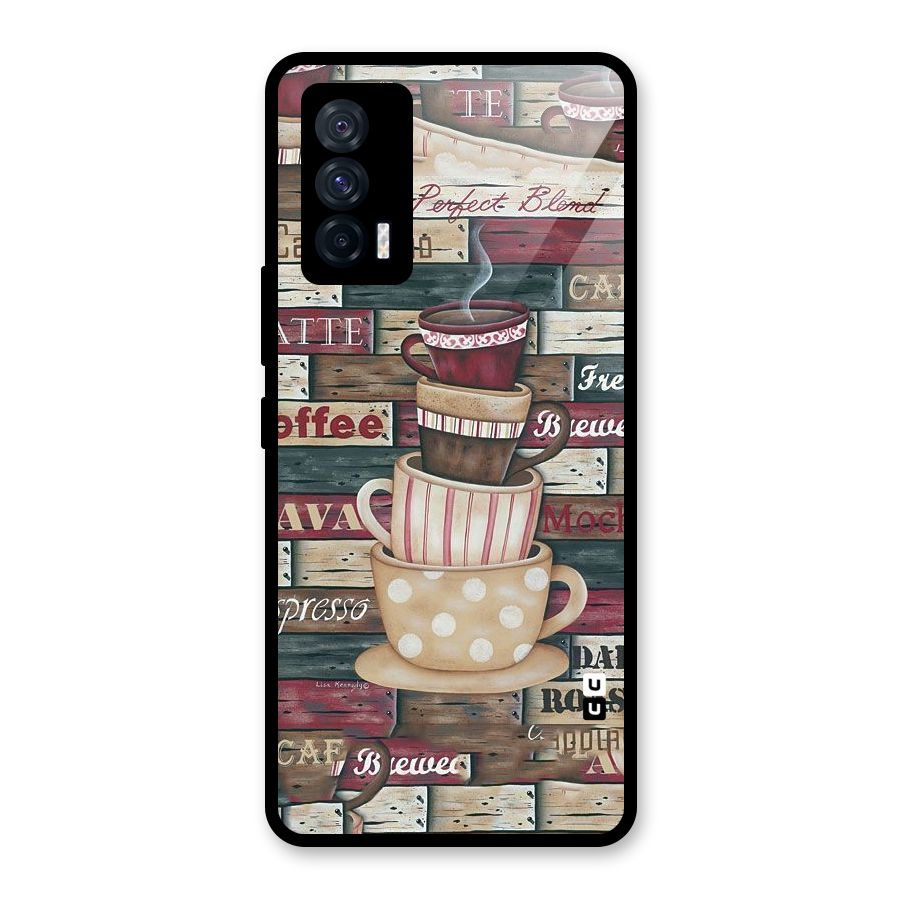Cute Coffee Cups Glass Back Case for Vivo iQOO 7 5G