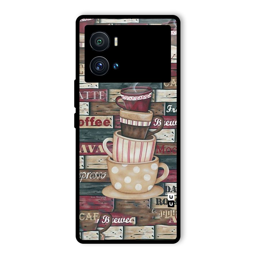 Cute Coffee Cups Glass Back Case for Vivo iQOO 9 Pro