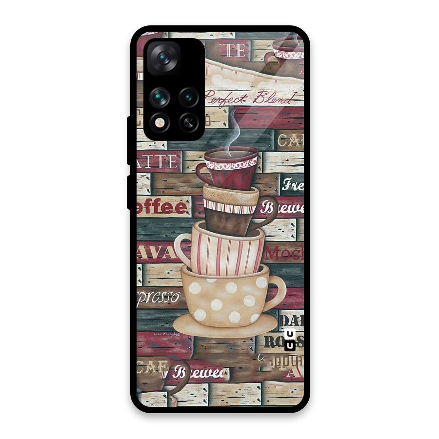 Cute Coffee Cups Glass Back Case for Xiaomi 11i HyperCharge 5G