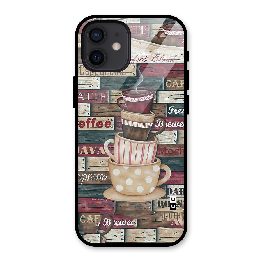 Cute Coffee Cups Glass Back Case for iPhone 12