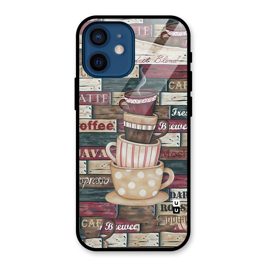 Cute Coffee Cups Glass Back Case for iPhone 12 Mini
