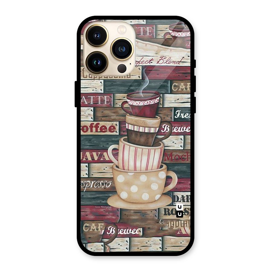 Cute Coffee Cups Glass Back Case for iPhone 13 Pro Max