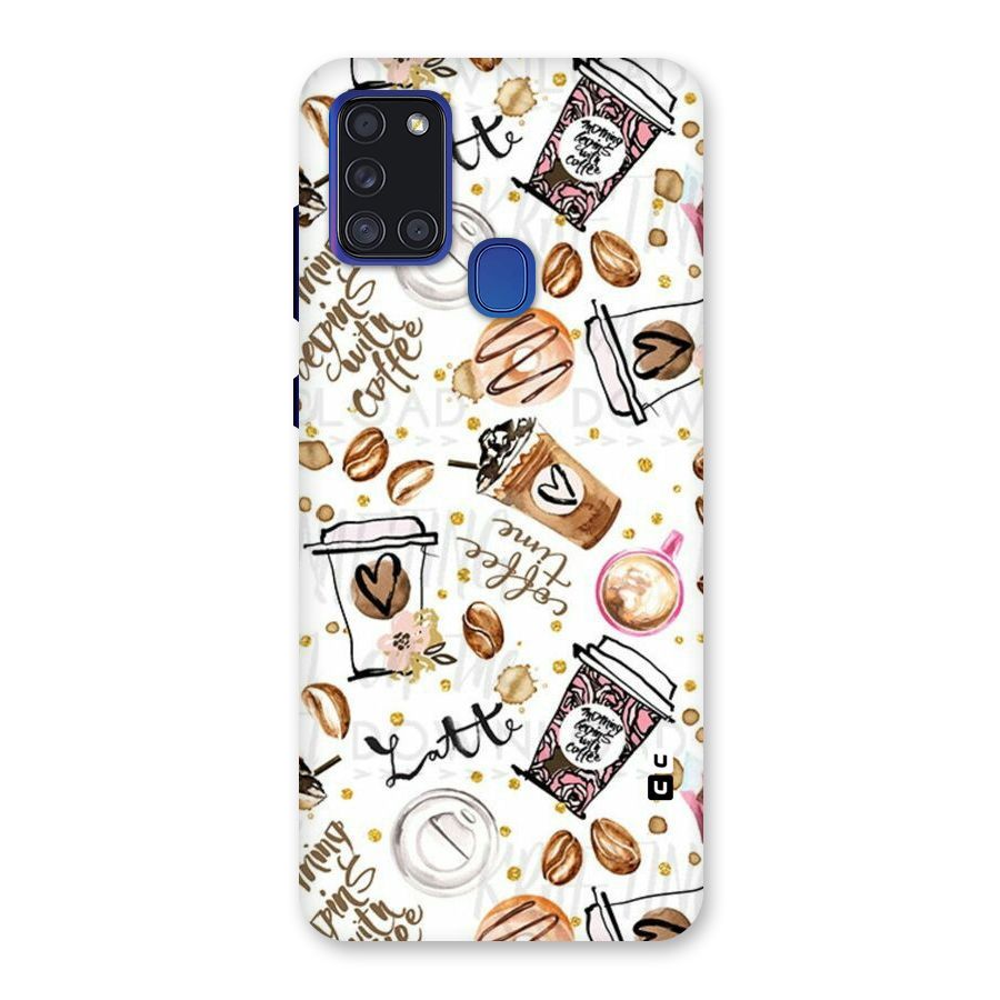 Cute Coffee Pattern Back Case for Galaxy A21s